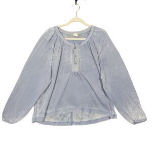 WE THE FREE PEOPLE Blue Oversized Raglan Sleeve Boho Bohemian Henley Top SIZE XS